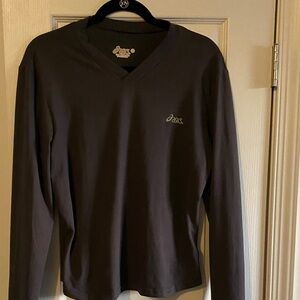 Asics Charcoal V-Neck Long Sleeve Top